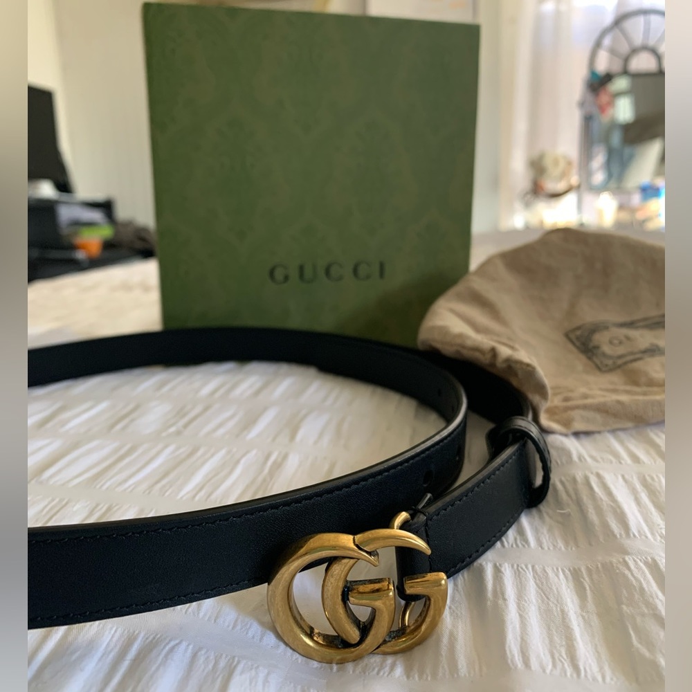 Gucci Leather belt with Double G buckle size 75